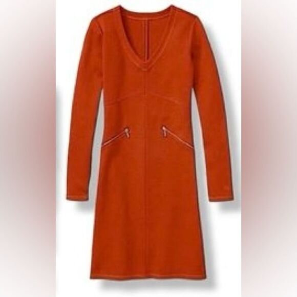 Athena Dress long sleeve Celebration zippers pockets V neck pullover orange Var - Picture 4 of 16